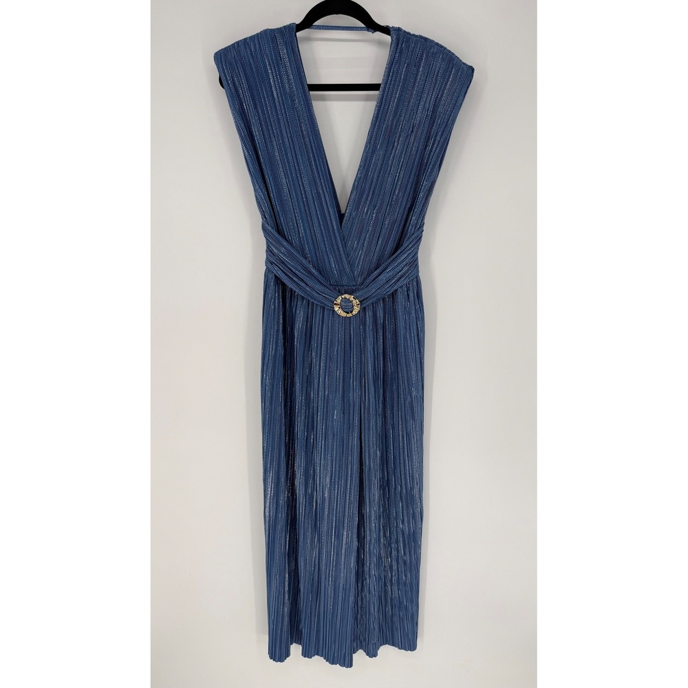 SABINA MUSAYEV LILLIANA DRESS IN BLUE NWT MEDIUM METALLIC EVENING WEDDING GUEST